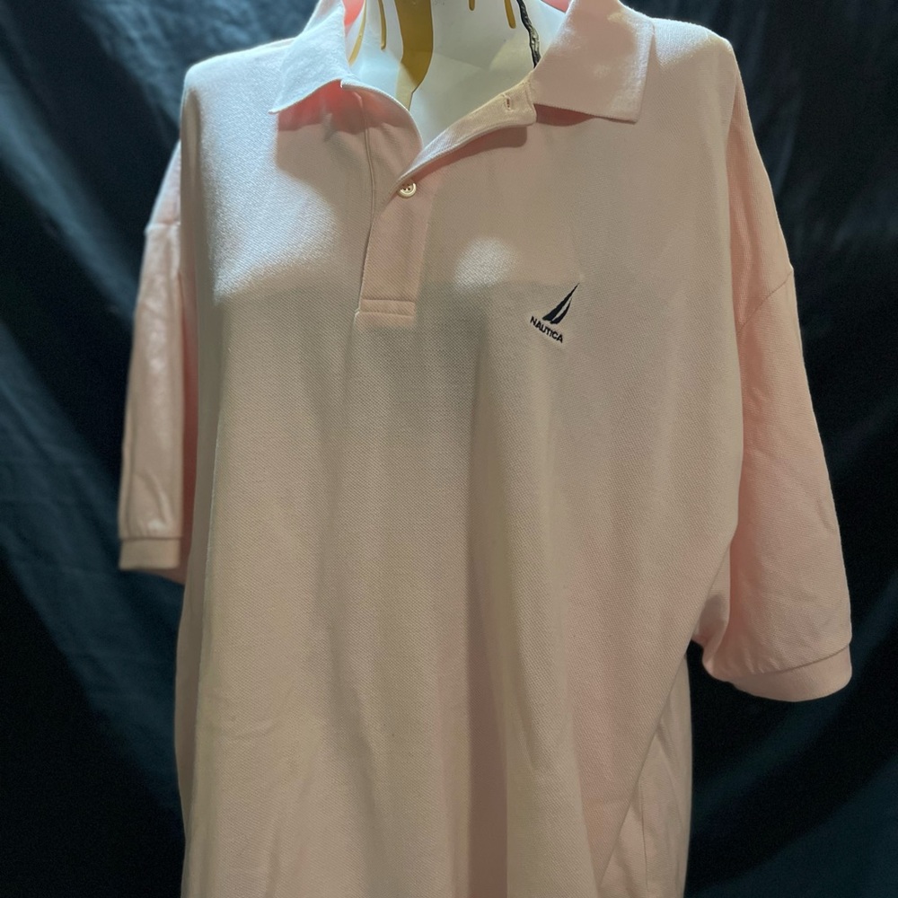 Men’s Nautica polo style shirt pale pink.
